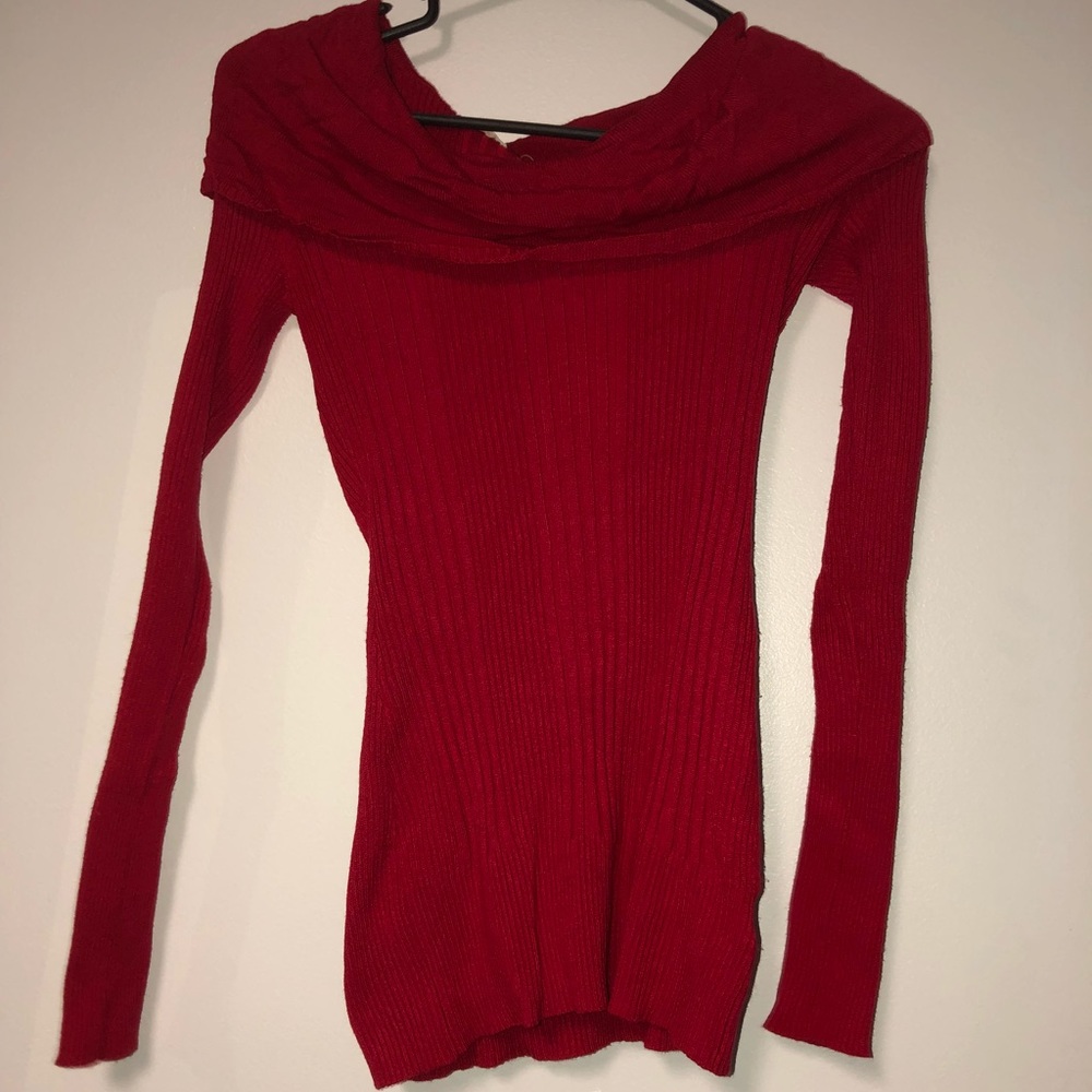Red long sleeve turtle neck